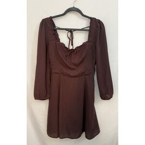 Abercrombie & Fitch Plum Long Sleeve Baby Doll Mini Dress Y2K 90's Womens Size S